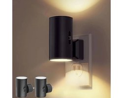 2pcs nachtlicht, voedingstype, wand duisternis tot dageraad sensor, 5-300LM verstelbare helderheid, 2700K warm gele licht, geschikt voor keuken, gang slaapkamer, trap, zwarte schelp