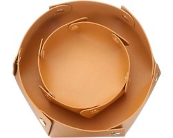 2Pcs PU Lederen Valet Tray - Opbergbak voor Sieraden, Sleutels en Portemonnee - Voor Haltafel, Nachkastje en Slaapkamer - 2 Maten - Geel