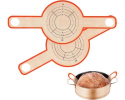 2pcs Silicone Baking Mat, Bread Bin with Long Handles Reusable Bread Crank Mat Casserole Liner Round Baking Sheets with Non-Stick Coating (Orange)