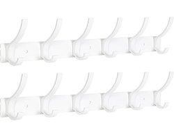 2pcs Wandgemonteerd Kledingrek met 12 Haken - Robuuste Kapstok voor Hoed, Jas, Handdoek en Portemonnee