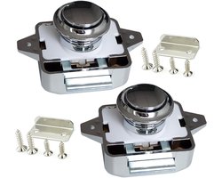 2Pcs Zwarte Push Button Latch Lock - Lades en Kastdeuren Slot - Slot voor Motorhome - Inclusief Schroeven - Voor Alle Soorten Meubels Thuis, Mobiele Huizen, Boten, Caravans en Meer