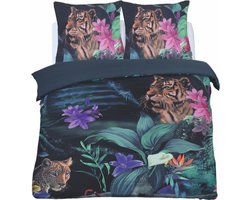 2Persoons-Lits-jumeaux - Jungle Tiger Dekbedovertrek set-Ultra soft microPercal dekbedhoes 240x220 cm + 2 kussenslopen 60x70 cm Multi