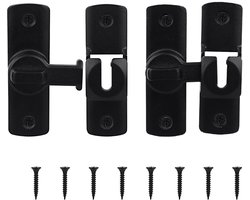 2st 90/180 Graden Schuifslot voor Schuurdeur, Zwaar Schuifgrendelslot voor Badkamers Kasten Tuinen Garages Tuinhuisjes en Raambeveiliging (Zwart)