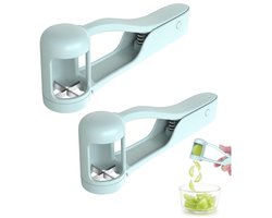 2Stuks - Fruitsnijder - Druivensnijder - Tomatensnijder - Keukengereedschap - Saladesnijder - Cherrytomaatsnijder - Voor ronde groenten, salades en fruit - Voor tomaat / druif / kers / aardbei - (blauw)