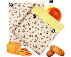 2stuks - Herbruikbare bijenwasbroodzakken Geschikt Voor zelfgebakken brood - Zuurdesembroodzakken - Broodzak - 40x30cm - Verse Brood Opbergzakken - bijenwas broodzakken - Geschikt Voor in de keuken