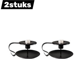 2stuks - Kaarsenhouder - Vintage smeedijzeren ontwerp - Geschikt voor theelichtjes en kaarsen - Halloween- en bruiloftsdecoratie - Zwart