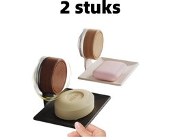 2stuks - zeephouder met zuignap - Badkameraccessoire zonder boren - Wandmontage - Zeepbakje met afvoer - 11,5 cm * 10 cm * 8,8 cm - Zwart