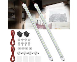2x 12V LED Interieurverlichting met Schakelaar, 48 LEDs 3W 6500K Lichtbalk voor Auto, Motorhome, Caravan en Boot, Ideaal voor Badkamer en Camping