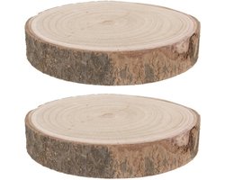 2x anna paulowna boomschijf - bruin - hout - 23-28 cm - woondecoratie - kaarsenplateau - woonaccessoires