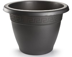 2x Antraciete plantenbakken/bloempotten 30 cm - Woon/tuinaccessoires/decoratie - Ronde bloempotten/plantenpotten voor binnen/buiten