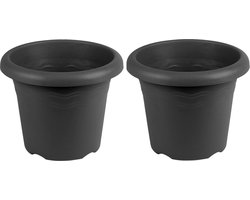 2x Antraciete plantenbakken/bloempotten 30 cm - Woon/tuinaccessoires/decoratie - Ronde bloempotten/plantenpotten voor binnen/buiten