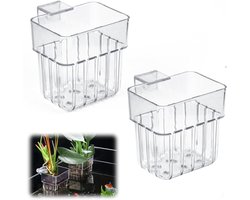 2x Aquarium plantenhouder - Waterplanten decoratie - Waterplantenpotten - Aquariumplantenpot - plantenstandaard voor aquaria - Plantenhangers - Acryl Transparante - Aquariumdecoratie - Voor aquariumaquariumplanten en aquascape-decoraties