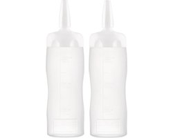 2x Araven Sausfles met Maatverdeling - 0,35L - Transparant - Portioneerflessen/ Knijpflessen / Sausflessen