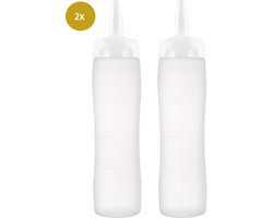 2x Araven Sausfles met Maatverdeling - 0,5L - Transparant - Portioneerflessen/ doseerflessen / Sausflessen