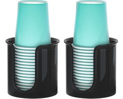 2x Badkamer Bekerhouder voor Kleine Papieren Mondwater Bekers (Zwart)