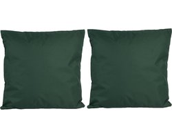 2x Bank/sier kussens voor binnen en buiten in de kleur donkergroen 45 x 45 cm - Tuin/huis kussens