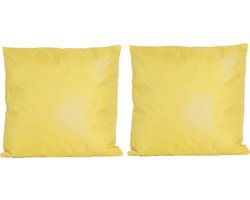 2x Bank/sier kussens voor binnen en buiten in de kleur geel 45 x 45 cm - Tuin/huis kussens