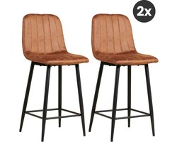 2x Barkruk Jax - Microleder Cognac (Set van 2)