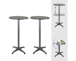 2x bartafel 2in1 bistrotafel aluminium inklapbaar in hoogte verstelbaar 70/115 cm Ø 60 cm partytafel bartafel