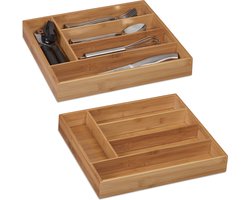 2x bestekbak bamboe 5 vakken - bestekcassette - keukenlade organizer - bestekla