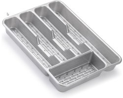 2x Bestekbak/bestekhouders 5-vaks zilver - 27 x 33 x 4,5 cm - Keuken opberg accessoires