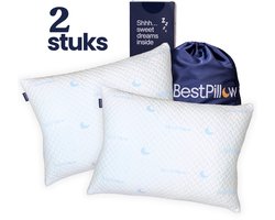 2x BestPillow™ Aanpasbaar Hoofdkussen - 70x50cm - Traagschuim (Memory Foam) & Latex - Verkoelend & Ergonomisch - Voorkomt Nekklachten - Geschikt voor rug-, buik & zijslaper - Premium Kwaliteit - Hardheid Afstelbaar