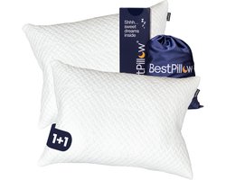 2x BestPillow™ Aanpasbaar Hoofdkussen – Traagschuim & Latex – Verkoelend & Ergonomisch – Voorkomt Nekklachten – 70×50 cm – Voor Rug, Buik & zijslaper - Premium Kwaliteit