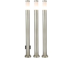 2x buiten staande lamp tuinlamp 2x fitting zilver opaal roestvrij staal H 110 cm