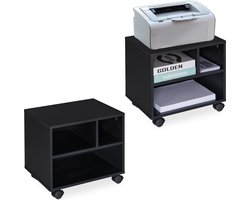 2x bureau kast op wielen - printerkast - verrijdbaar kastje - 3 vakken - kantoor