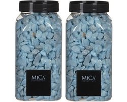 2x Decoratie/hobby steentjes licht blauw 650 ml - Home Deco - Woonaccessoires - Decoratie materialen