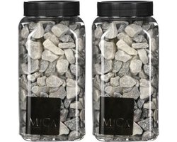 2x Decoratie/hobby steentjes licht grijs 650 ml - Home Deco - Woonaccessoires - Decoratie materialen