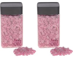2x Decoratie/hobby stenen roze 600 gram - Home deco woonaccessoires - Knutsel materialen