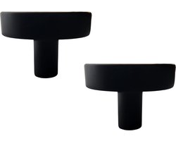 2X Deurknop 40mm Rond Zwart Circle – Knoppen voor keukenkast - deurknopjes - Meubelknoppen / Kastknoppen zwart