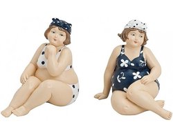 2x Dikke dames beeldjes 12 cm in badkleding