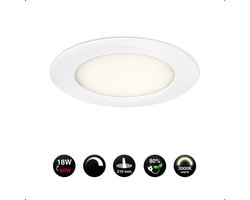 2x Dimbare LED Inbouw Downlight - 18W - Ø225mm - 3000K Warm witlicht - Extra dun 23mm - Bespaart 80% Energie
