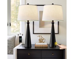 2x Dimbare Tafellampen Zwart - Touch Control - 3-Weg Licht - Vintage & Moderne Stijl