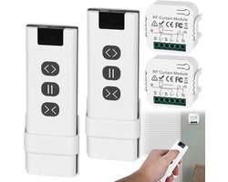2x Draadloze Rolluikbesturing Retrofitset met RF Afstandsbediening voor Elektrische Gordijnen en Jaloezieën