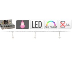 2x Feestverlichting gekleurd LED lichtsnoer 200 cm op batterijen - 20 multi lampjes - Gekleurde themafeest versiering/decoratie