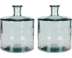 2x Fles vaas Guan 21 x 26 cm transparant gerecycled glas - Home Deco vazen - Woonaccessoires