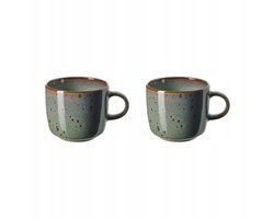 2x GLADELIG Mokken Beige-Groen 37 cl Steenbak Retro