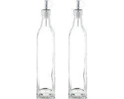 2x Glazen azijn/olie flessen met schenktuit 500 ml - Zeller - Keuken/kookbenodigdheden - Tafel dekken - Azijnflessen - Olieflessen - Doseerflessen van glas