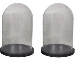 2x Glazen decoratie stolpen op plateau zwart 16 cm - Home Deco stolpen - Woonaccessoires