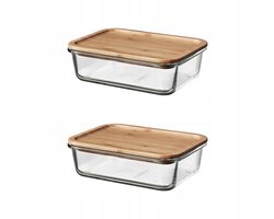 2x Glazen Voorraadpot met Bamboe Deksel - 1.0L