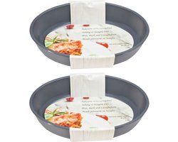 2x Grijze ovale glazen ovenschaal 2,4 liter 30 x 21 cm - Ovenschotel schalen - Bakvorm - Ovenschalen