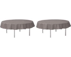 2x Grijze ronde tafelkleden/tafellakens 240 cm stof - Ronde tafelkleden Opaque Grey - Grijze tafeldecoraties - Grijs thema