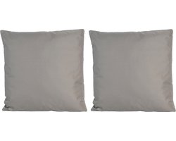 2x Grote bank/sier kussens voor binnen en buiten in de kleur grijs 60 x 60 cm - Tuin/huis kussens