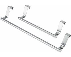 2x Handdoekhouder Kastdeur - RVS - Zilver - Handdoekrek Kastje - Handdoekdrager - Handdoekstang Keukenkastje - Keukenkast Deur Handdoek/Vaatdoek Houder