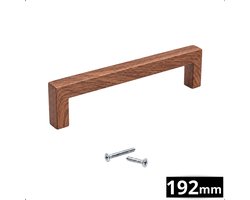 2X Handgreep kast Cedar 192mm boormaat walnoot houtlook - meubelgreep - Handgrepen kast hout - Handgrepen keukenkastjes