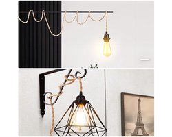 2x Hängelampe Set met Hennep Touw, 4.5m E27 Fitting met Stekker en Schakelaar - Industriële Hanglamp voor DIY en Decoratie