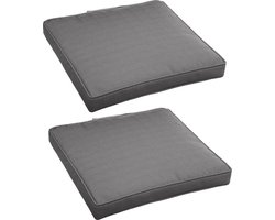 2x hesperide stoelkussens - binnen/ buiten stoelen - grijs - 40x4 cm - water en uv-bestendig